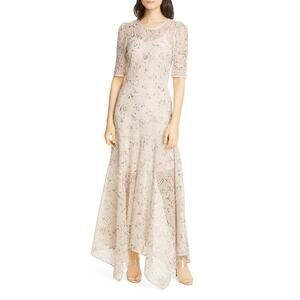 Veronica Beard Balsam Eyelet Floral Chiffon Maxi Dress Size 8